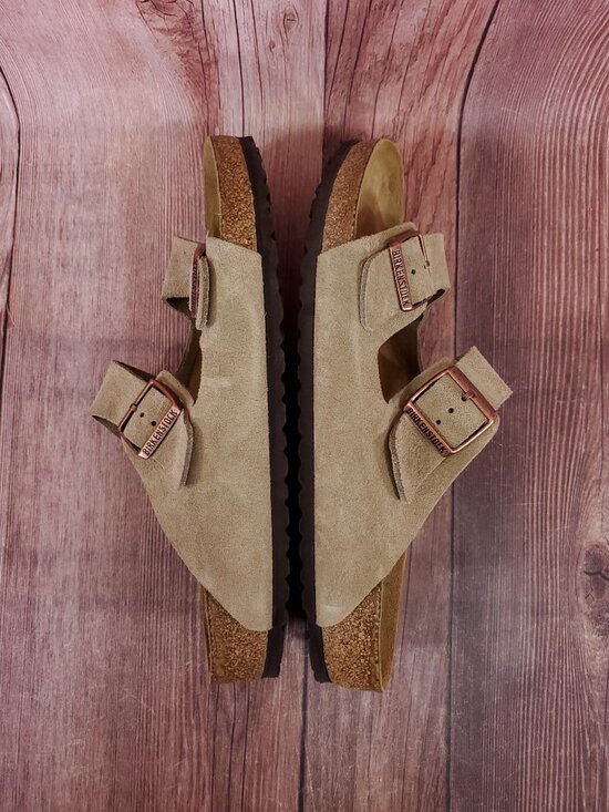 Birkenstock Arizona Mens 12 EU 45 Soft Footbed Suede Taupe Sandals Comfort main image 6